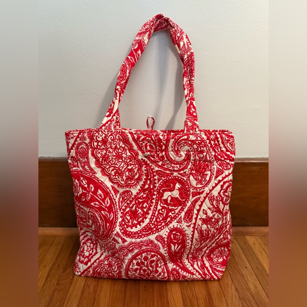 Vera Bradley Red and White Paisley Tote
